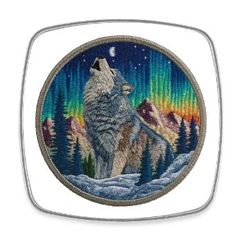 Polarwolf Patch Aurora - Viereckiger Kühlschrankmagnet - Weiß - Vorne