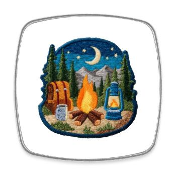 Nachtlager Waldfeuer Patch - Viereckiger Kühlschrankmagnet - Weiß - Vorne