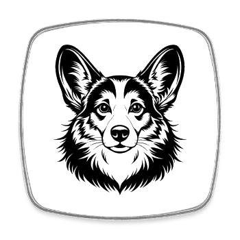 Corgi - Viereckiger Kühlschrankmagnet - Weiß - Vorne