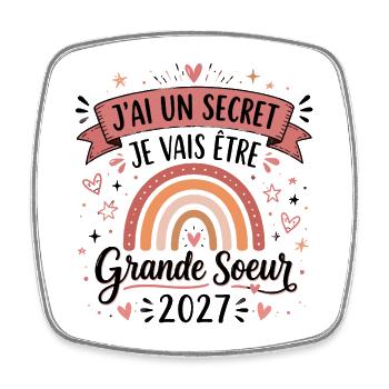 Enfant Future Grande Soeur 2027 Je Vais Etre Grand - Magnet carré - blanc - Devant