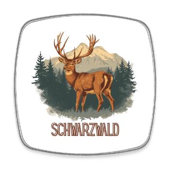 Schwarzwald Hirsch | Vintage Wildlife Design - Viereckiger Kühlschrankmagnet - Weiß - Vorne