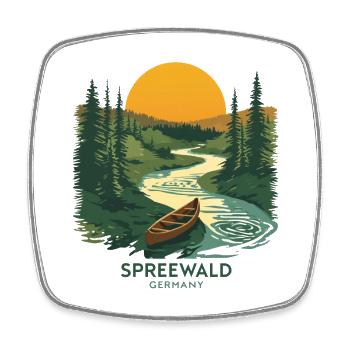 Spreewald Germany | Vintage Nature Poster - Viereckiger Kühlschrankmagnet - Weiß - Vorne