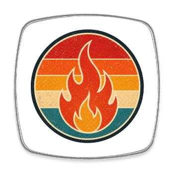 Flame Retro Badge Vintage-Stil Grafik - Viereckiger Kühlschrankmagnet - Weiß - Vorne