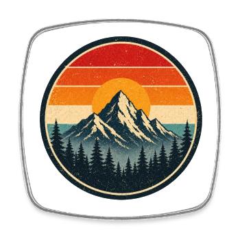 Mountain Retro Emblem Vintage-Stil Grafik - Viereckiger Kühlschrankmagnet - Weiß - Vorne