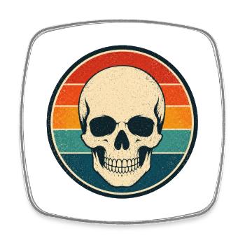Skull Retro Badge Vintage-Stil Grafik - Viereckiger Kühlschrankmagnet - Weiß - Vorne