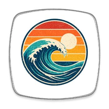 Wave Retro Badge Vintage-Stil Grafik - Viereckiger Kühlschrankmagnet - Weiß - Vorne
