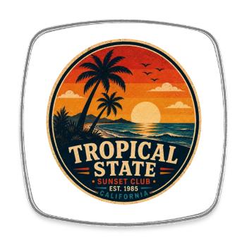 Tropical State Retro Abzeichen Vintage-Küstengrafik - Viereckiger Kühlschrankmagnet - Weiß - Vorne