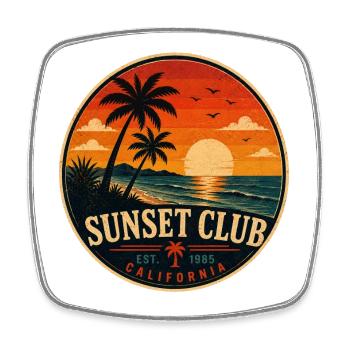Emblème rétro du Sunset Club Graphique côtier vintage - Magnet carré - blanc - Devant