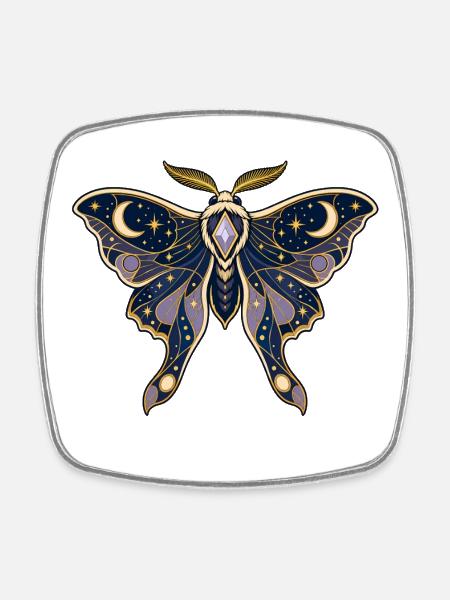 Papillon de nuit cosmique - Magnet carré - blanc