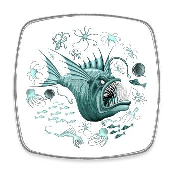Fish Abyssal Monster in der Tiefseezone - Viereckiger Kühlschrankmagnet - Weiß - Vorne