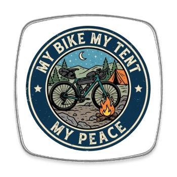Mein Fahrrad Mein Zelt Mein Frieden Bikepacking - Viereckiger Kühlschrankmagnet - Weiß - Vorne