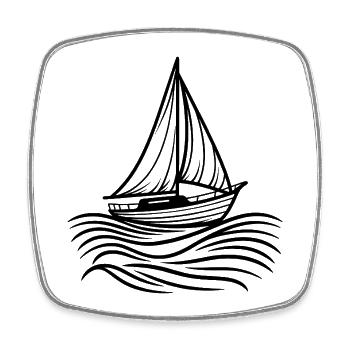 Classic sailboat on ocean waves - Square fridge magnet - white - Front