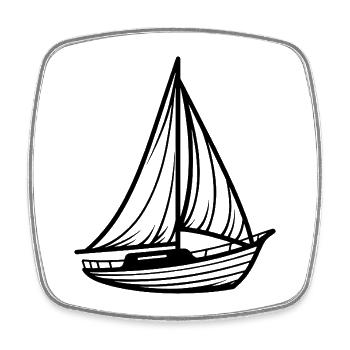 Minimalist Classic Sailboat - Square fridge magnet - white - Front