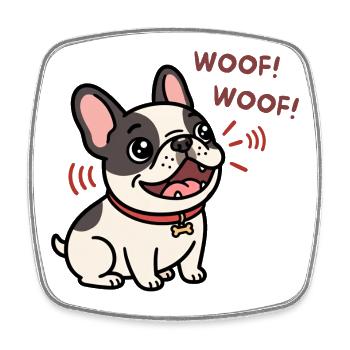 Wuff wuff Französischer Bulldoggen-Welpen-Cartoon - Viereckiger Kühlschrankmagnet - Weiß - Vorne