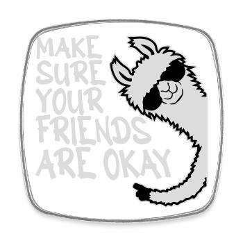 Make Sure Your Friends Are Okay Lama Sonnenbrille - Viereckiger Kühlschrankmagnet - Weiß - Vorne