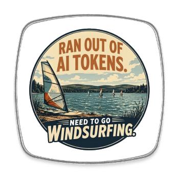 Windsurfen statt KI-Tokens - Viereckiger Kühlschrankmagnet - Weiß - Vorne