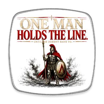 One Man Holds The Line - Spartan Warrior Gym Gift - Square fridge magnet - white - Front