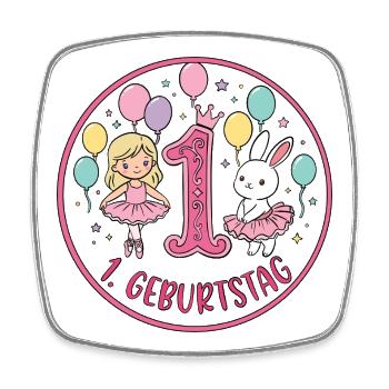 1. Geburtstag Ballerina  - Viereckiger Kühlschrankmagnet - Weiß - Vorne