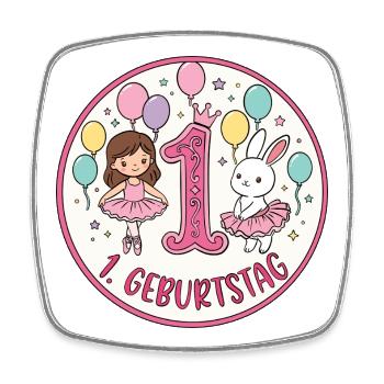 1. Geburtstag Ballerina  - Viereckiger Kühlschrankmagnet - Weiß - Vorne