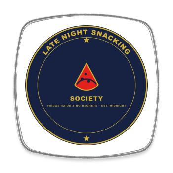 Nacht Snack Gesellschaft Emblem - Viereckiger Kühlschrankmagnet - Weiß - Vorne