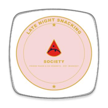 Mitternachts Snack Gesellschaft Pink - Viereckiger Kühlschrankmagnet - Weiß - Vorne