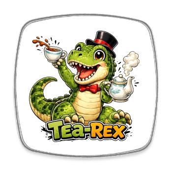 Tea-Rex  - Viereckiger Kühlschrankmagnet - Weiß - Vorne