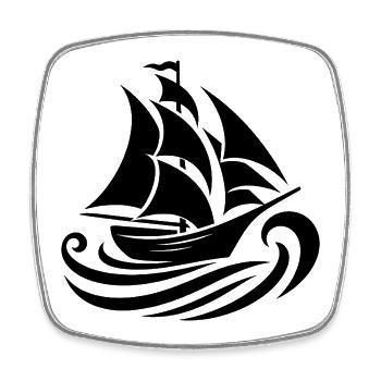 Segelboot Silhouette Meer und Wellen - Viereckiger Kühlschrankmagnet - Weiß - Vorne