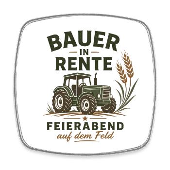 Bauer in Rente – Lustiger Traktor Landwirt Ruhe - Viereckiger Kühlschrankmagnet - Weiß - Vorne