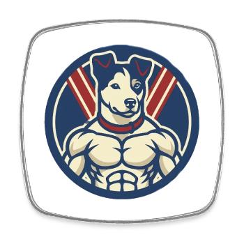 Muskulärer, patriotischer Hund - Viereckiger Kühlschrankmagnet - Weiß - Vorne