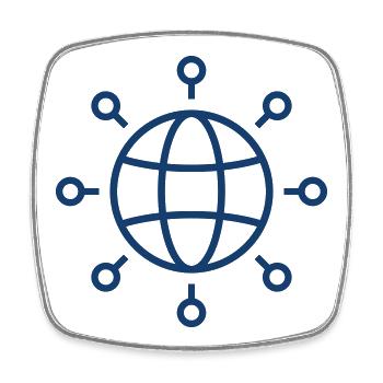 Global Network Connection Icon für Digital Technol - Viereckiger Kühlschrankmagnet - Weiß - Vorne