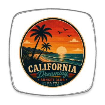 California Dreaming Vintage Graphic - Square fridge magnet - white - Front