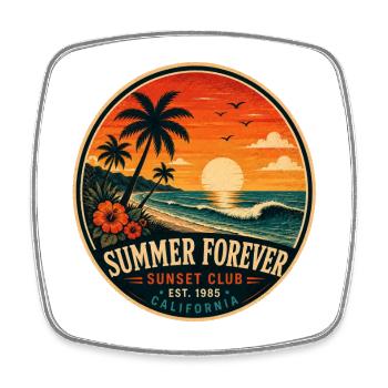Summer Forever Vintage-Küstengrafik - Viereckiger Kühlschrankmagnet - Weiß - Vorne