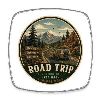 Road Trip Vintage-Abenteuergrafik - Viereckiger Kühlschrankmagnet - Weiß - Vorne