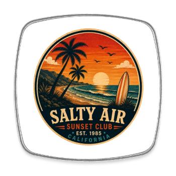 Salty Air Vintage Coastal Graphic - Square fridge magnet - white - Front