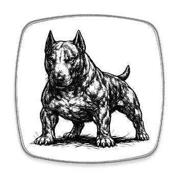 Muskulöser Bull Terrier im Comic Stil - Viereckiger Kühlschrankmagnet - Weiß - Vorne