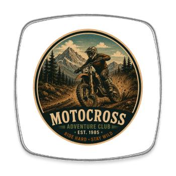 Motocross Vintage Adventure Grafik - Viereckiger Kühlschrankmagnet - Weiß - Vorne
