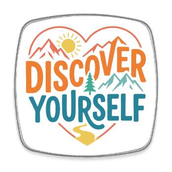 Mountains - Discover Yourself - Square fridge magnet - white - Front