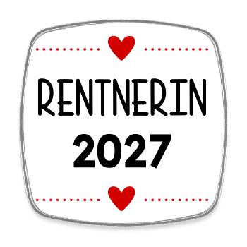 Rente, Rentnerin 2027 Herz - Viereckiger Kühlschrankmagnet - Weiß - Vorne