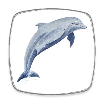 Delfin Glückssprung - Sonja von Staden - Viereckiger Kühlschrankmagnet - Weiß - Vorne