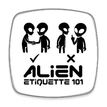 Alien Etqiuette 101 Noir - Magnet carré - blanc - Devant