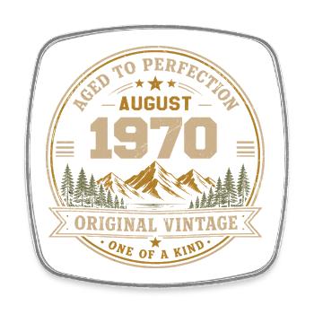 August 1970 Original Birthday Vintage Mountain - Viereckiger Kühlschrankmagnet - Weiß - Vorne