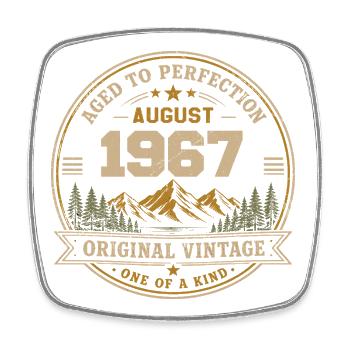 August 1967 Original Geburtstag Vintage Mountain - Viereckiger Kühlschrankmagnet - Weiß - Vorne