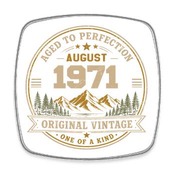 August 1971 Original-Geburtstag Vintage Mountain - Viereckiger Kühlschrankmagnet - Weiß - Vorne