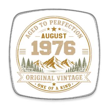 August 1976 Originalgeburtstag Vintage Mountain - Viereckiger Kühlschrankmagnet - Weiß - Vorne