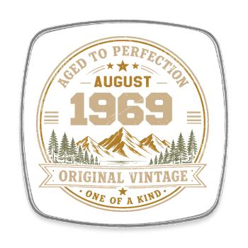August 1969 Original Birthday Vintage Mountain - Viereckiger Kühlschrankmagnet - Weiß - Vorne