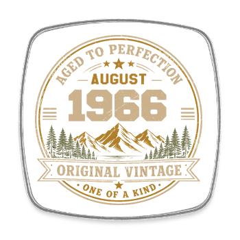 August 1966 Original Geburtstag Vintage Mountain - Viereckiger Kühlschrankmagnet - Weiß - Vorne