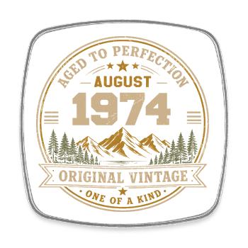 August 1974 Original Birthday Vintage Mountain - Viereckiger Kühlschrankmagnet - Weiß - Vorne
