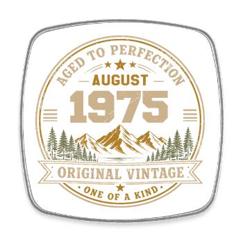 August 1975 Original Geburtstag Vintage Mountain - Viereckiger Kühlschrankmagnet - Weiß - Vorne
