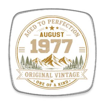 August 1977 Original Birthday Vintage Mountain - Viereckiger Kühlschrankmagnet - Weiß - Vorne