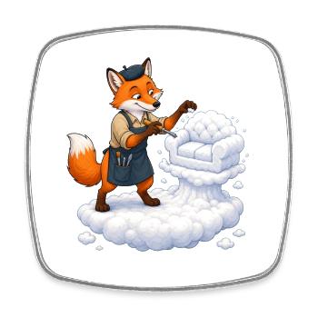 Fuchs Wolkenbildhauer formt weiches Wolkensofa - Viereckiger Kühlschrankmagnet - Weiß - Vorne